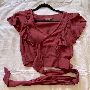 Red crop top with tie wrap around. Size Medium